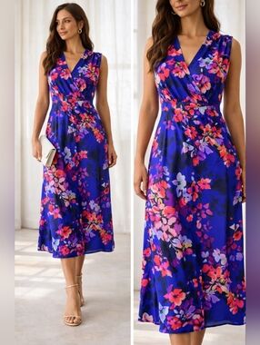 Vibrant floral midi dress